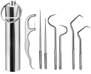 Kruvad Teeth Cleaner Pocket Set Tooth Pimple Cleaner Tool with Tube & Toothpick Floss Camping & Hiking Dental Floss-Toothpick