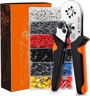 SERPLEX Self-Adjusting Wire Crimper Plier for AWG23-7 with 1200pcs Assortment Ferrule HSC8 6-4A 0.25-10mm² AWG23-7 Wire Stripper Cordless Crimper