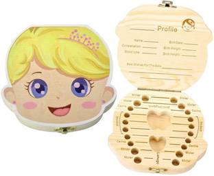 AWEMONK Baby First Tooth Fairy Box, Wooden Baby Boy Tooth Keepsake Box Organizer - Girls Toothbrush Case