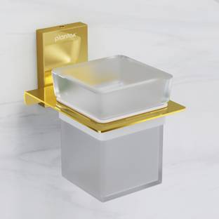 Plantex Tumbler Holder/Brush Stand for Wall/Toothbrush Holder/Bathroom Accessories 304 Stainless Steel, Glass Toothbrush Holder