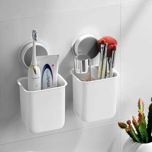 M Y Toothbrush Holder For Bathroom, Easy Wall Mount Self Adhesive Organizer Plastic Toothbrush Holder