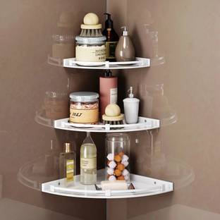 GRIVAN Acrylic Unbreakable Corner Shelf/Rack for Bathroom & Living Room Acrylic Toothbrush Holder