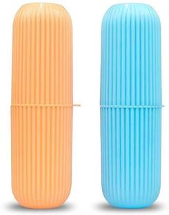 PYORIT (Pack 2) Toothbrush Holder Toothbrush Box Capsule Shape Holder for Travel Plastic Toothbrush Holder