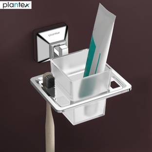 Plantex Crosslink Platinum Stainless Steel 304 Grade Squaro Tooth Brush Holder Stainless Steel Toothbrush Holder
