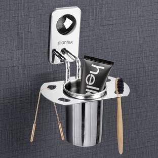 Plantex Platinum Stainless Steel Tooth Brush Holder - Tumbler Holder - Bathroom Accessories Stainless Steel Toothbrush Holder