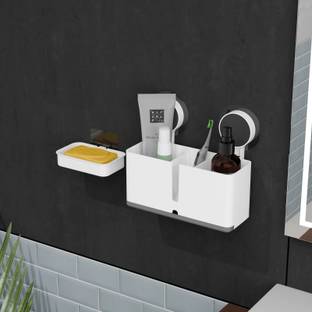 ZUCUR No Drilling Storage Self Adhesive Toothbrush Holder for Multi-Use Plastic Toothbrush Holder