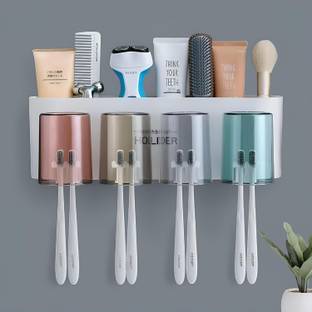 winger Toothbrush Holders for Bathroom, Stand Brush Holder for Bathroom Wall Mounted Plastic, Silicone Toothbrush Holder