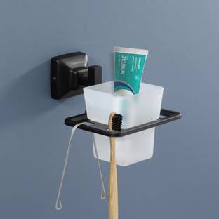 Plantex Squaro Tumbler Holder/Brush/Toothpaste Stand/Bathroom Accessories - 304 Grade Stainless Steel Toothbrush Holder