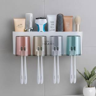 ESSPY Toothbrush Holder Wall Mounted, Tooth Brushes Holder, for Bathroom, Brush Holder Plastic Toothbrush Holder