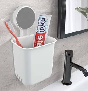 Craftbin Self Adhesive Toothbrush Holder for Bathroom, Tooth brush Stand Plastic Toothbrush Holder