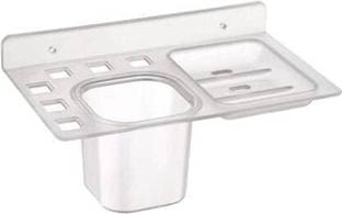 Sellzy 3in1 Plastic Unbreakable Tumbler Soap Stand Home Acrylic Bathroom Accessories Plastic Toothbrush Holder