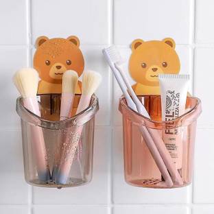 Shop Stoppers Bear ToothBrush Holder Self Adhesive Multipurpose Organizer For Cosmetics 4Pcs Plastic Toothbrush Holder