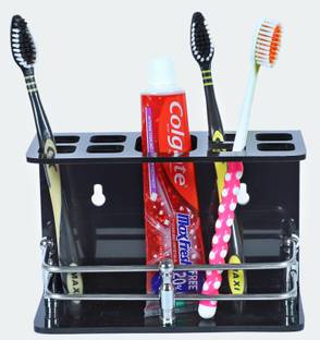 PLNJAR Acrylic Toothbrush Holder Stand for Bathroom Kitchen Wall Mount No Drill Require Acrylic, Stainless Steel Toothbrush Holder