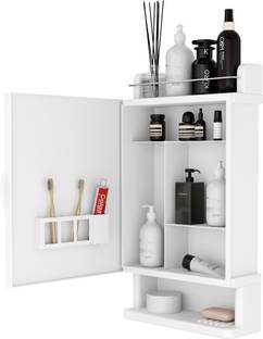 GLOXY Bathroom Mirror Cabinet with Soap/Toothbrush Holder/Rack/Organizer/Storage Acrylic, Plastic Wall Shelf
