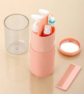 HASHONE 7-in-1 Travel Toothbrush Kit with Case and Cover For Comb, Towel, Mirror Plastic Toothbrush Holder