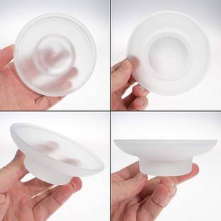 QUXOZO GLASS Soap Dish Frosted Round Soap Holder for Bathroom (Pack of 1, Glass, Clear)
