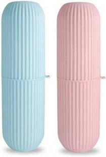Metrolife Capsule Shape Travel Toothbrush Toothpaste Case Holder Portable Toothbrush Storage Plastic Toothbrush Holder [ Multicolor Colour Pack of 2 ] Plastic Toothbrush Holder