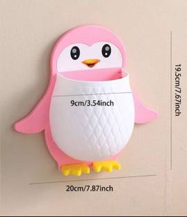 ansh enterprise Toothbrush Holder Storage Organizer for Bathroom Wall Mounted Penguin Shape Plastic Toothbrush Holder