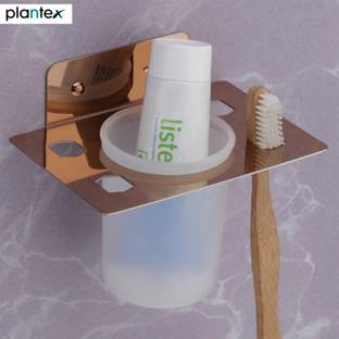 Plantex Stainless Steel Tumbler Holder/Paste&Brush Stand/Bathroom Accessories(Rose Gold) Stainless Steel Toothbrush Holder