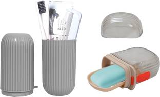 kkart Travel-Ready Toothbrush Holder & Soap Tray Combo for Easy Organization Plastic Toothbrush Holder