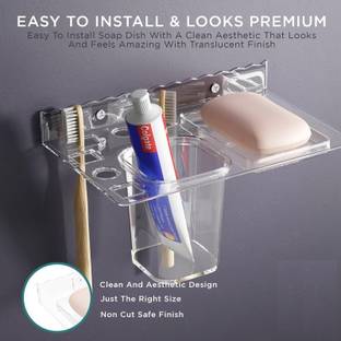 Citrine Tumbler/Toothbrush Holder/Toothpaste Holder with 6 toothbrush stand for Bathroom Acrylic Toothbrush Holder
