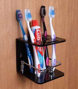 BOGATO™ Railing Toothpaste Razor Holder for Bathroom, Use Office Desk Toothbrush Holder Acrylic Toothbrush Holder