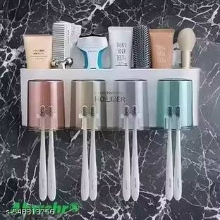 GITROX Toothbrush Holder Wall Mounted for Bathroom, Brush Holder for Bathroom(4 Cup) Plastic Toothbrush Holder