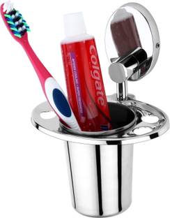 GLOXY Stainless Steel Oval Shape Tumbler Holder/ Toothbrush Stand Bathroom Accessories Stainless Steel Toothbrush Holder
