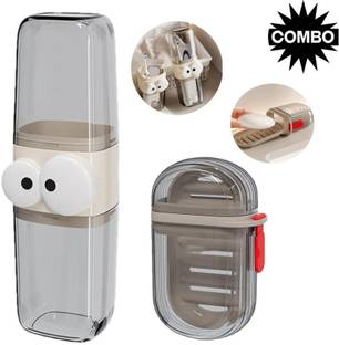 ZORIADA Portable Toothbrush holder & Travel Soap Case Mini Leakproof Soap Holder Plastic Toothbrush Holder