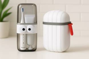 COFP 2PCS Travel Soap Case/Transparent & Stylish Tooth Brush Cover Travel Wash Cup Plastic Toothbrush Holder