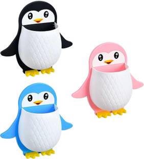 Merrin NH-Penguin design toothpaste holder Plastic (Multicolor, Wall Mount) Plastic Toothbrush Holder