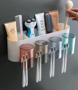 ESSPY Toothbrush Holder Wall Mounted, Tooth Brushes Holder, for Bathroom, Brush Holder Plastic Toothbrush Holder