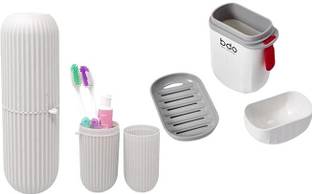 HVG TRADERS Travel Toothbrush Toothpaste Case and Travel Soap Case Plastic Toothbrush Holder
