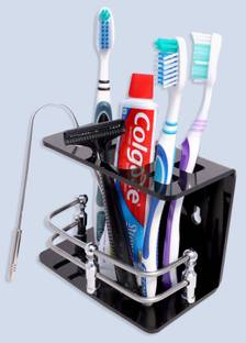 REFTOL Wall Mounted Acrylic Toothbrush Holder, Bathroom Storage Organizer Self Adhesive Acrylic Toothbrush Holder