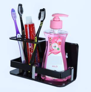 PLNJAR Black Toothbrush Toothpaste Razor Holder for Bathroom Use Office Desk Acrylic Toothbrush Holder