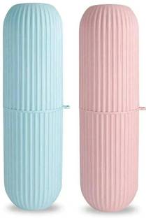Pivot Capsule Shape Travel Case Holder Portable Storage Random Color Plastic Plastic Toothbrush Holder