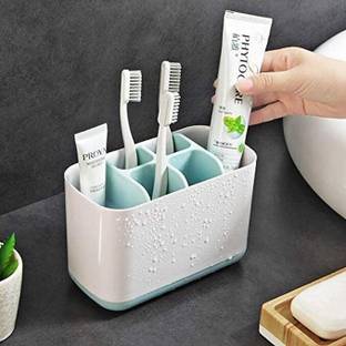 Zenzone Toothbrush Stand Holder for Bathroom | Multipurpose Washbasin Organizer Rack Plastic Toothbrush Holder