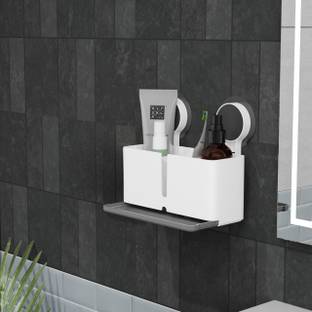QXORE Wall Mounted Toothbrush Holder & Soap Stand Holder For Kitchen Bathroom Use Plastic Toothbrush Holder