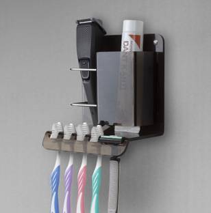 Flaner WALL STICK ToothBrush Holder ToothPaste Stand For Bathroom(No Drill - Nail Free) Acrylic Toothbrush Holder