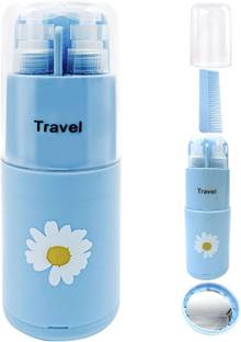 kkart 7-in-1 Travel Toothbrush Kit with Case and Cover Plastic Toothbrush Holder