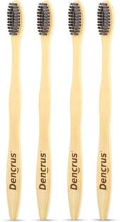 Dencrus NATURAL CLEAN Bamboo Toothbrush with Charcoal Activated, Eco-friendly Ultra Soft Toothbrush