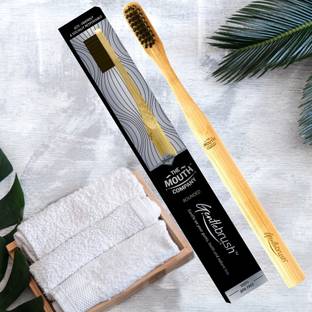 The Mouth Company Gentlebrush Round - Premium Bamboo Toothbrush with Charcoal Activated Bristles Soft Toothbrush
