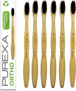 PUREXA Ortho Bamboo Charcoal Toothbrush for Braces Medium Toothbrush