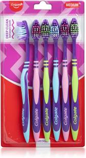 Colgate ZigZag Medium Bristle Multicolour, Compact Brush Head Medium Toothbrush