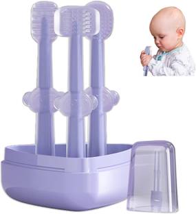 DENFY Baby Silicon Toothbrush 3 in 1 Set for Kids Extra Soft Toothbrush Extra Soft Toothbrush