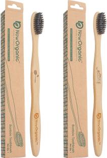 NowOrganic Bamboo Toothbrush with Charcoal Infused Soft Bristles (CHARCOAL) Soft Toothbrush