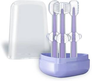 Lifekrafts 3 Pcs Silicone Baby Manual Toothbrush Set For 0-18 Months Soft Toothbrush