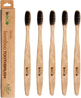 Beco Bamboo Toothbrush with Charcoal Activated Soft Bristles – 100% Eco-friendly Ultra Soft Toothbrush