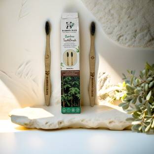 Bamboo Crate Natural Bamboo Toothbrush | Neem & Charcoal Infused Bristles | Eco-Friendly Extra Soft Toothbrush