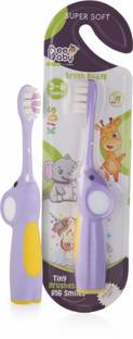 Beebaby Elephant Shape Brush Buddy Soft Tapered Bristle Kids Toothbrush. BPA Free|Violet Extra Soft Toothbrush